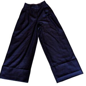 Mint Condition High-Waisted Wide-Leg Plaid Massimo Dutti Trousers - Size 2